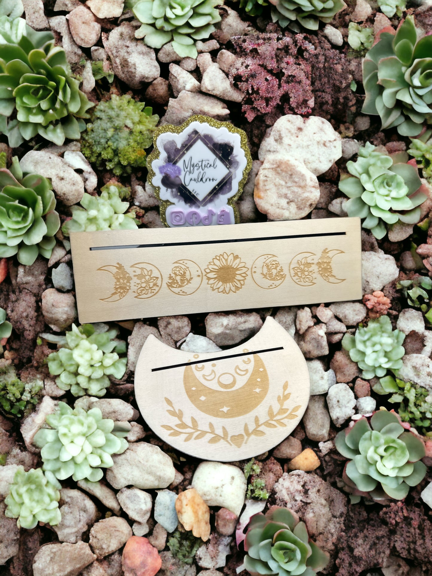 Tarot card holder floral moon 1
