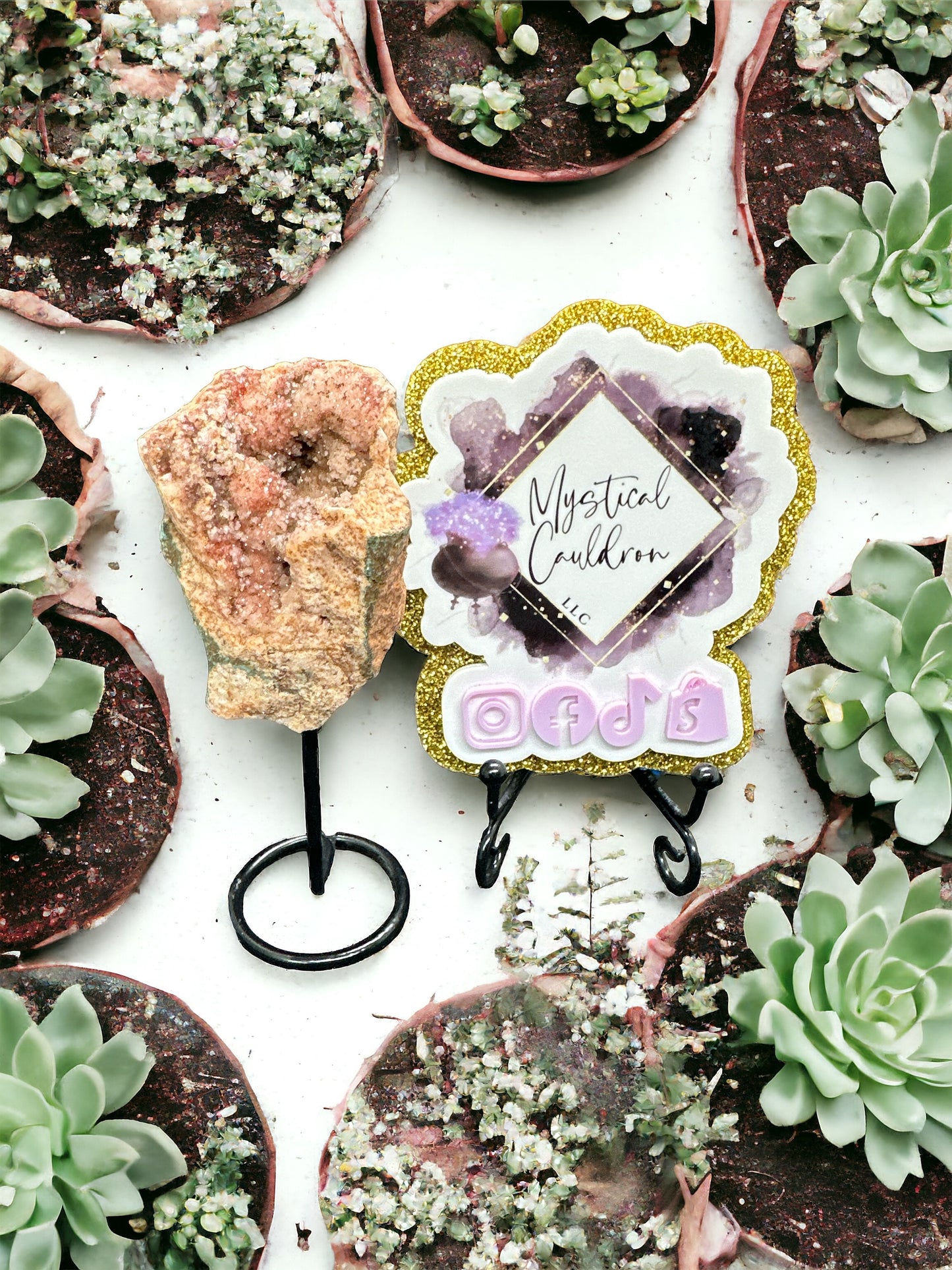 Raw Pink Amethyst on Stand