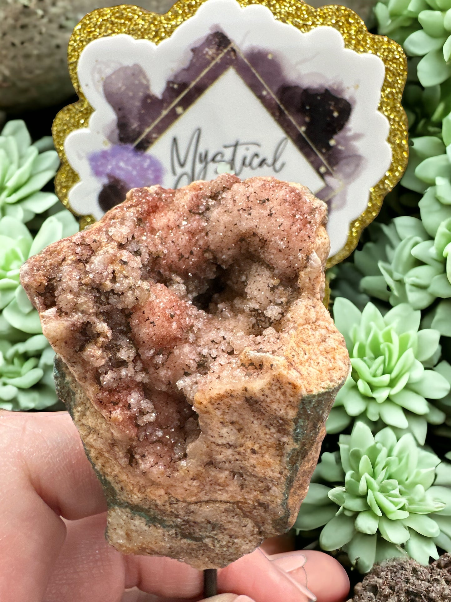 Raw Pink Amethyst on Stand