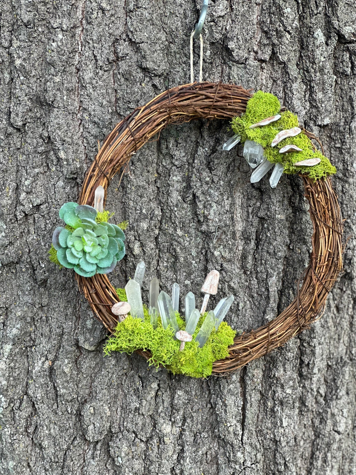 Long Crystal quartz wreath