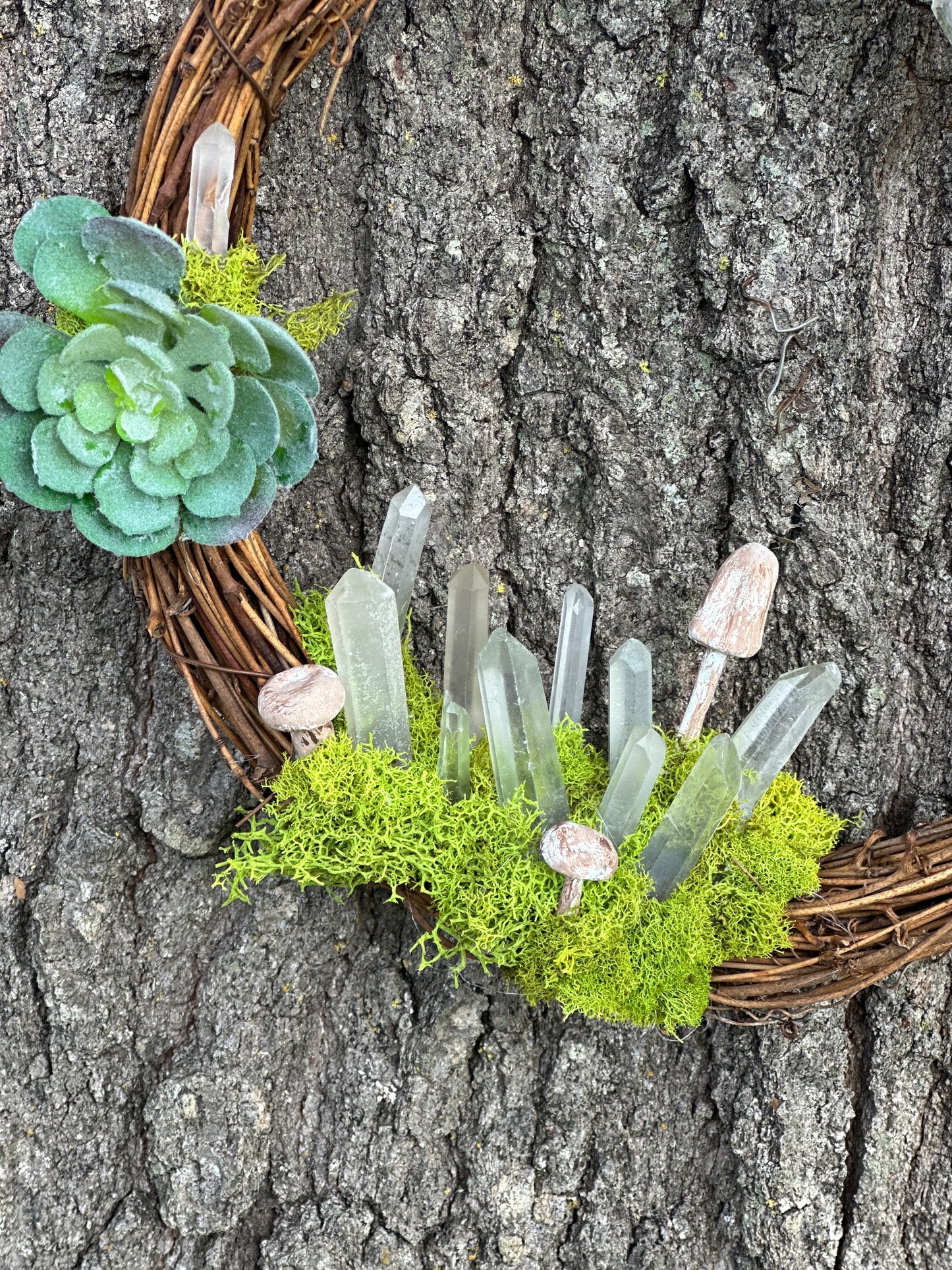 Long Crystal quartz wreath
