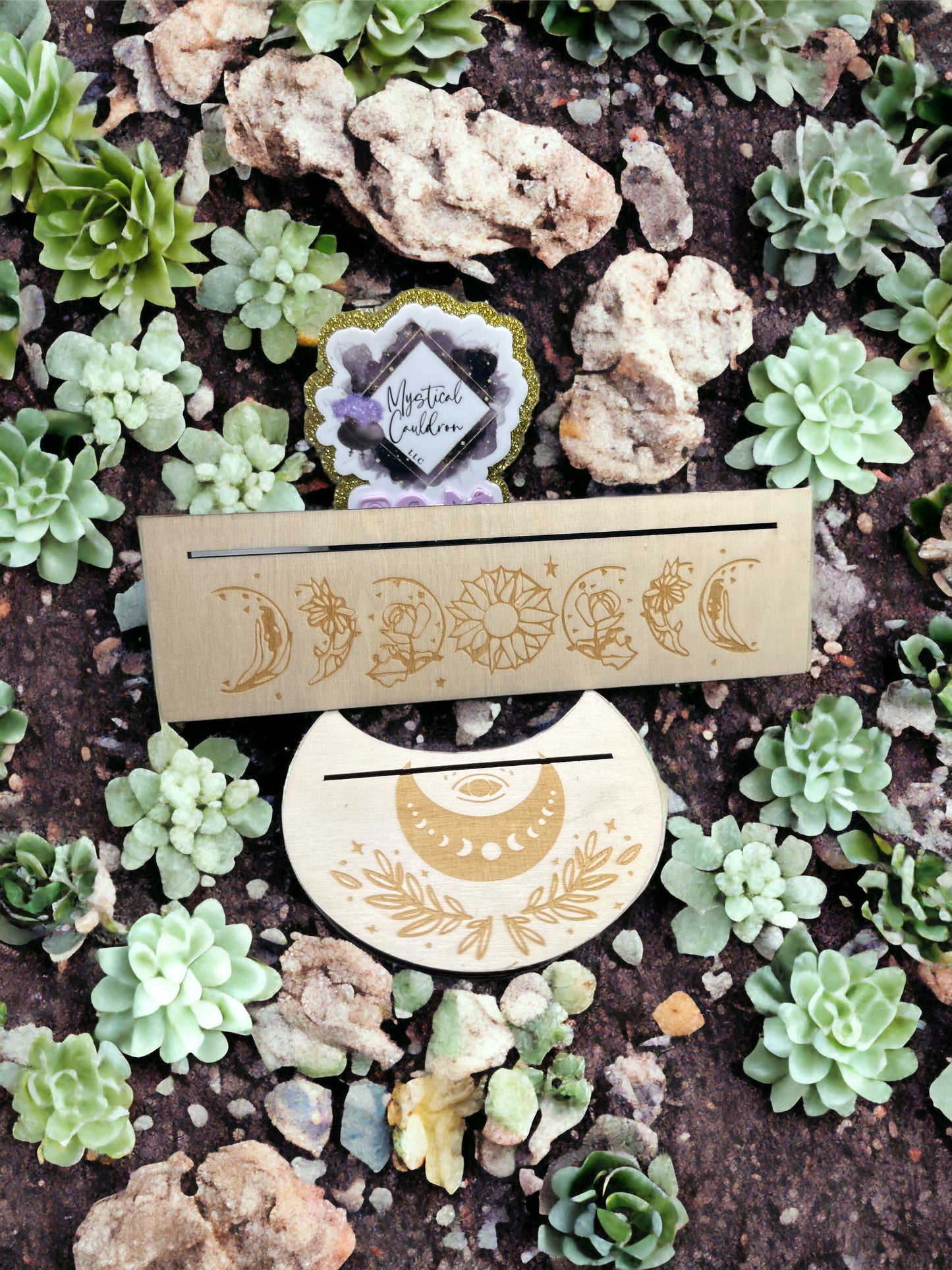 Tarot card holder floral moon 2