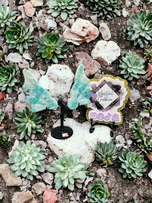 Chrysocolla In Quartz Dragon Wings