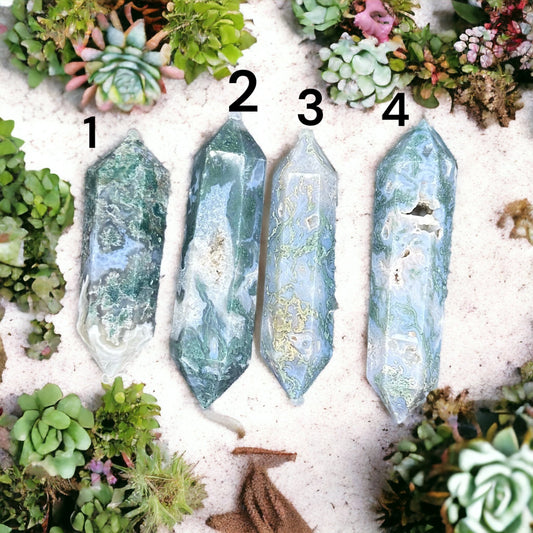 Moss Agate Double Point