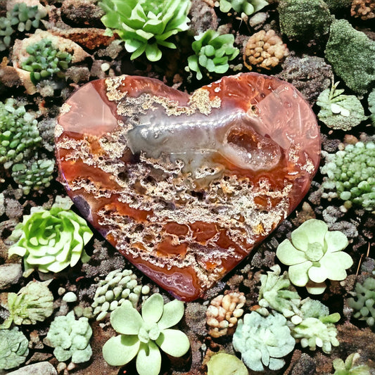 Red Moss Agate Heart